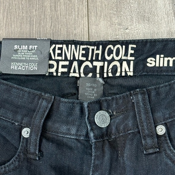 Men's Kenneth Cole Reaction Jeans 30 x 30 Black Silm Straight Low Rise Denim NWT - Picture 10 of 12